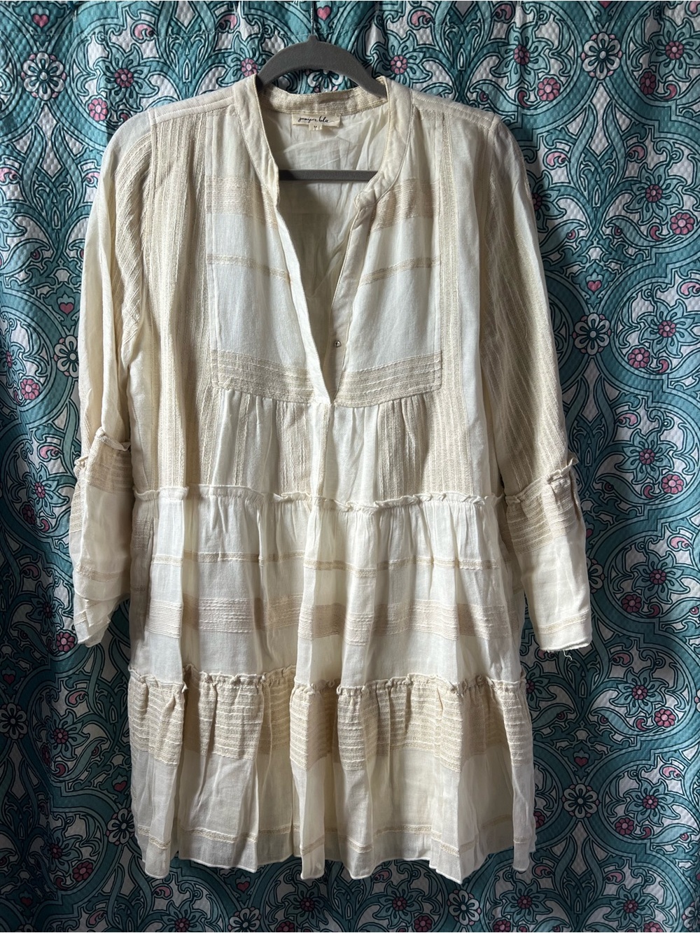 Boho Cream Tiered Midi Dress Tunic